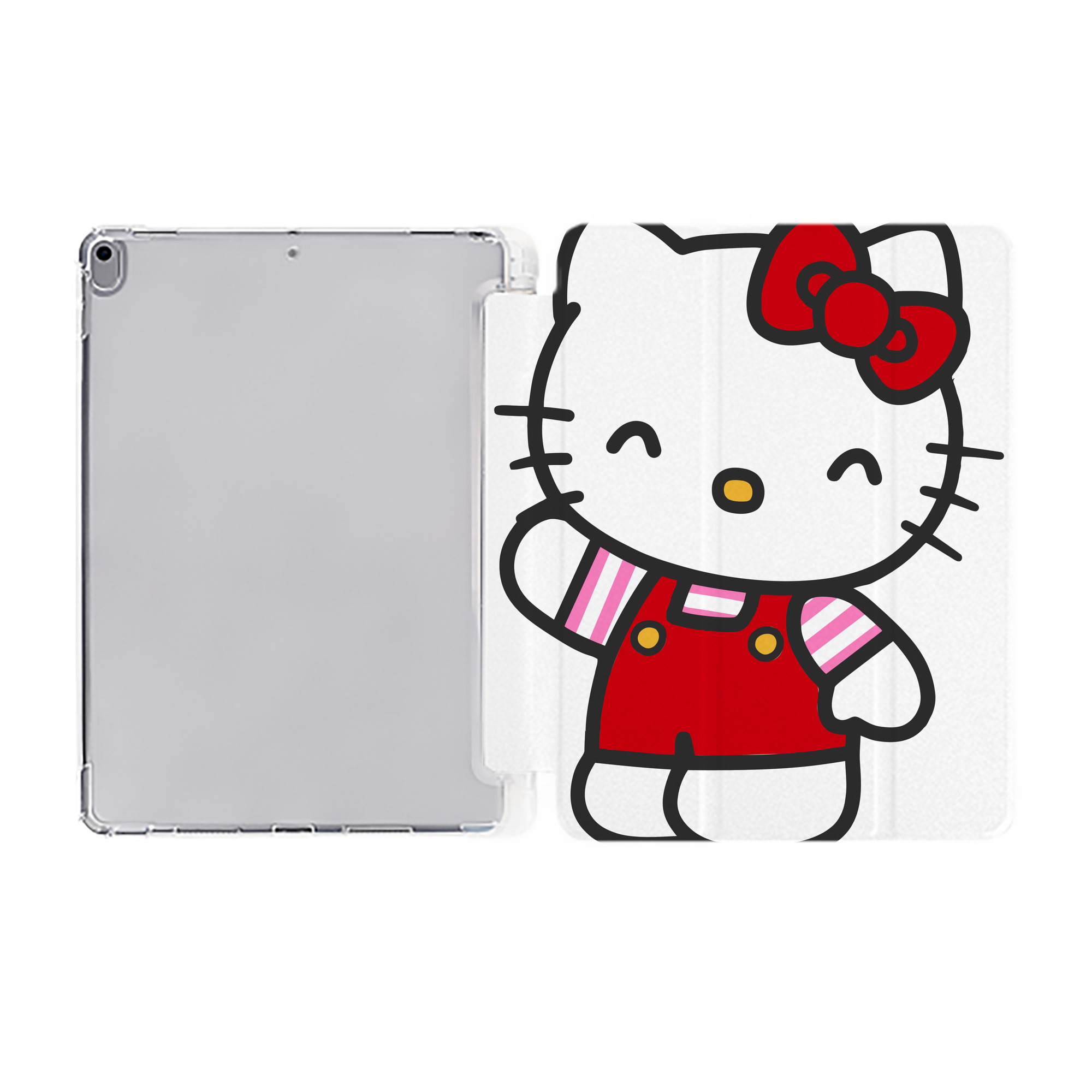 （画像用） Hello Kitty ハローキティ IPad ケース ペン収納付き 三つ折りスタンド PUレザー×シリコン 対応機種9.5/10.5/10.9インチ